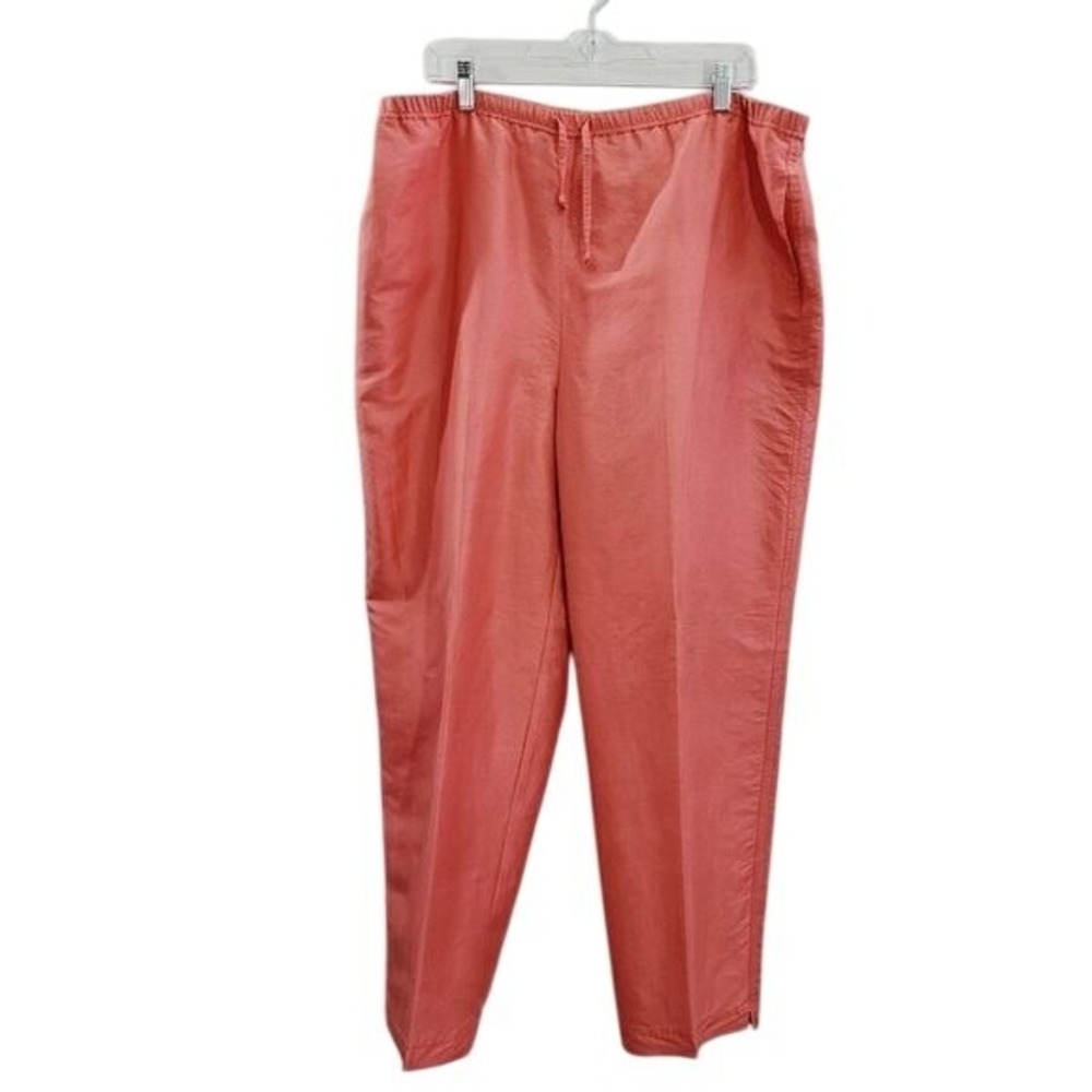Mureli Silk Straight Leg Pull‎ On Pants  Coral Woman's Size Large